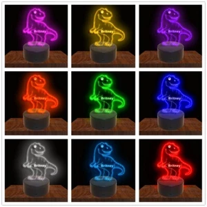 Dinosaur Personalized Custom Neon Sign Night Light Kids Room 16 Color By Remote - Picture 1 of 10