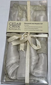 Vintage Placemat Napkin Rings Ornate/Elegant Gold-Trimmed 12pcs Set w Box READ - Picture 1 of 18