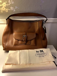 COACH - Charlie Leather Hobo Shoulder Handbag Front Flap Buckle Purse - Picture 1 of 8