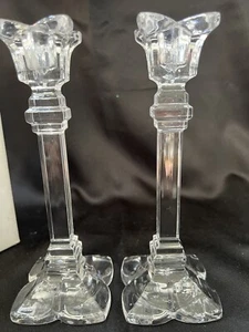 Mikasa Crystal Petals  Taper Candleholders - 9 1/4 - Pair SN030/339 - Picture 1 of 3