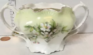 Prussia Porcelain White and Green Floral Sugar Bowl Antique RS Red Stamp No Lid - Picture 1 of 21