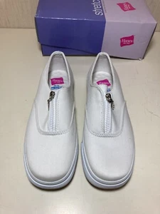 Hanes Zippy White Stretch Women’s 7M Slide On Zipper Everyday Wear Shoes - Picture 1 of 5