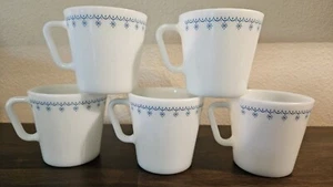 Tazas de taza de café guirnalda copo de nieve azul Pyrex de colección. No. Juego de 5 manijas en D 1410 - Imagen 1 de 13