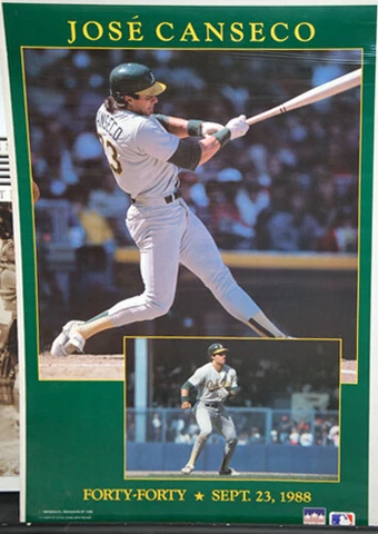 Rare JOSE CANSECO 40-40 COMMEMORATIVE Oakland A's Vintage 1988 22x34 POSTER Cover