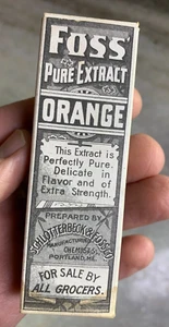 Antique Victorian Paper Box FOSS Pure Fruit Extract Orange Flavor PORTLAND MAINE - Picture 1 of 10