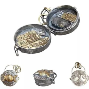 Triple Moon Silver Locket With Tree Life, Handmade Spell Locket, With A Crystal - Picture 1 of 11