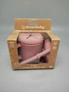 Dreambaby 3-in-1 Drink & Snack Cup with Straw - Pink, 100% Food-Grade Silicone - Picture 1 of 4