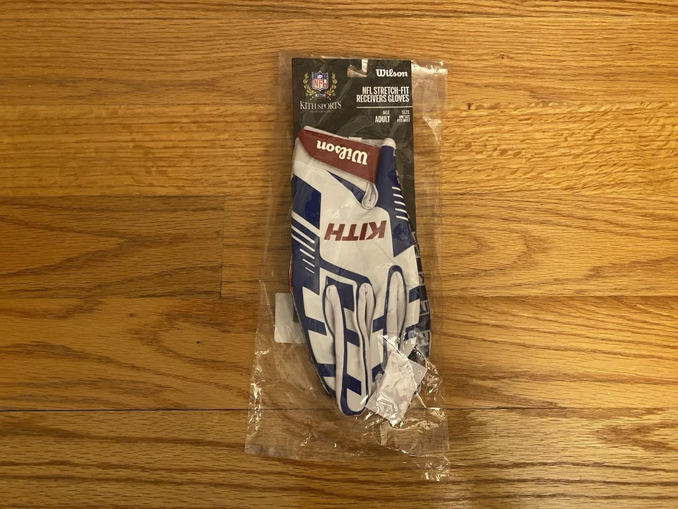 NUEVO Guantes Receptor Kith X Wilson Para La NFL Blanco Azul Talla Única Foto 1 de 2