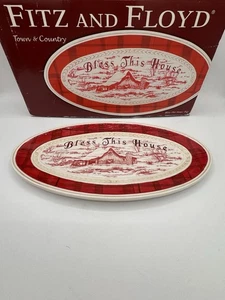 Fitz and Floyd Town & Country Hostess Serviertablett alte Scheune segne dieses Haus Vintage - Bild 1 von 7