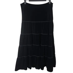 Maxi falda para mujer PANIZ negra de terciopelo aplastado en capas talla 6 hecha en EE. UU. - Imagen 1 de 6