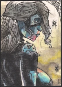 BLACK CAT ZOMBIES Sketchkarte von Künstler Schildkröte Original Kunst - Bild 1 von 1