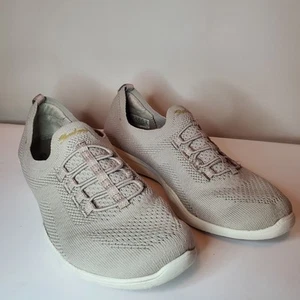 Skechers Women's Size 8.5 Taupe Gray Newbury St Every Angle Stretch Sneakers - Picture 1 of 10