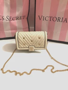 Victoria’s Secret kleine Handtasche mit Kettenriemen Logo Farbe beige neu mit Etikett - Bild 1 von 3