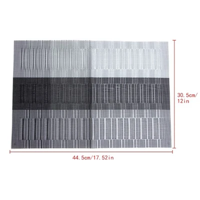 Progressive Shade Bamboo Strip Jacquard Weave PVC Placemat Dining Table Mat Pad - Image 1 of 4