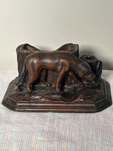 Black Forest Hunting Dog Carving, Black Forest Antique pen and letter holder - Picture 1 of 13