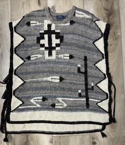 Polo RALPH LAUREN Handknit Blanket Sweater Poncho Alpaca Silk Cashmere Size S - Picture 1 of 11