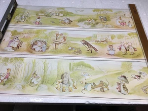 Lot of 3 Beatrix Potter Wall Border Panel, 1977 Childrens Room Decor, wallpaper - Picture 1 of 11