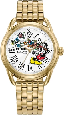 Citizen Eco-Drive Feminino Disney Mickey Mouse Flores "Thru the Mirror" Gold Sta - Imagem 1 de 4