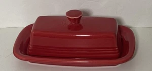 Fiestaware Scarlet Butter Dish Fiesta Scarlet Butter Dish Ceramic Stoneware - Picture 1 of 5