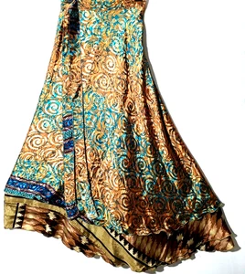 Incredible-art Vintage Silk Sari Magic Wrap Skirt Reversible Double Layer skirt, - Picture 1 of 6