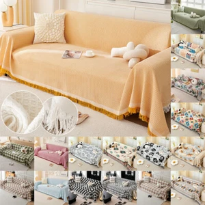 Large Cotton Fringed Throws for Sofa Settee Bedspread Bed Cover Blanket UK - Picture 1 of 42
