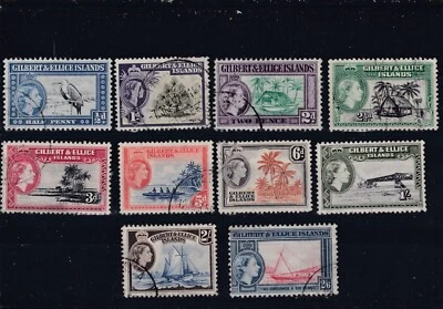 GILBERT & ELLICE ISLANDS 1956 PICTORIAL SHORT SET  TO 2/6 SG.64-73 FINE USED — 第 1/2 张图片