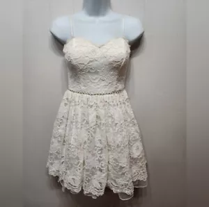 Jodi Kristopher Partykleid Größe 3 ärmellos weiß cremeweiß Tüll Spitze B466 - Bild 1 von 6
