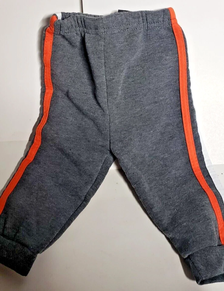 Pantalones deportivos Tuff Guys grises con rayas naranjas y blancas talla 12M nuevos Foto 1 de 1