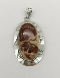 ciondolo grande da donna diaspro rosso e argento 925 gioiello pendaglio - Foto 1 di 9