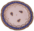 Antique 18thC Nyon Porcelain Blue & Gold Floral Plate Porzellan Teller Swiss