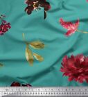 Soimoi Blue Velvet Fabric Leaves And Peony Floral Decor Fabric Printed 5P0