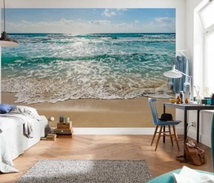 GRAN Pared Mural Foto Papel pintado Mar Escena de playa azul océano 368x254cm sin pegamento - Imagen 1 de 4