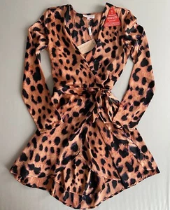 DANCING LEOPARD DRESS SZ 8 AUTUMN WOMENS MARLEY PLORANGE SILKY WRAP SILKFRED - Picture 1 of 7