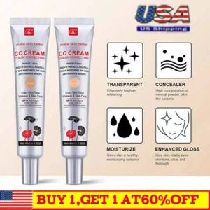 CC Cream with Centella Asiatica Color Correcting CC Cream Lightweight Skin HOT - Picture 1 of 14