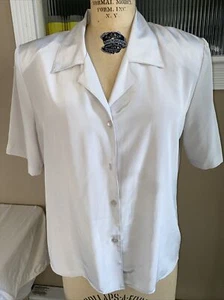 80er Vintage Anna Kriste Sekretärin Bluse Hemd Gr. 12 hellgrau Knopfleiste Hemd - Bild 1 von 7