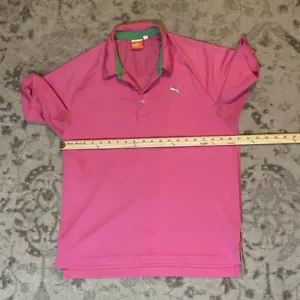 Puma Pink Short Sleeve Golf Polo Shirt Mens Sz Medium Sporifestyle Breathable - Picture 1 of 7
