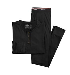 Mens Dickies Base Layer Waffle  - Knit Henley Shirt & Pants Set - XL - NWT Black