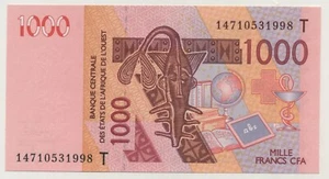 West African States 1000 Francs 2003 (14) Pick 815T.n UNC Uncirculated Banknote - Picture 1 of 2