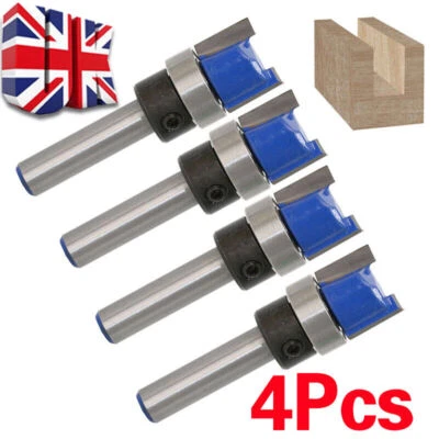 4Pcs 1/4'' Shank Top Bearing Flush Trim Pattern Router Bit Milling Cutter Set - Image 1 of 4