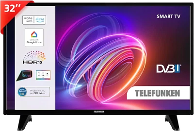 TELEFUNKEN Smart TV 32" HD Ready TE32553B45V2DZ, TV LED 32 Pollici con Alexa Int - Immagine 1 di 4