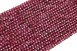 2 mm Natürliche Weinrote Granat Perlen Klasse A Facettiert Rund Lose Perlen 15,5 Zoll - Bild 1 von 3