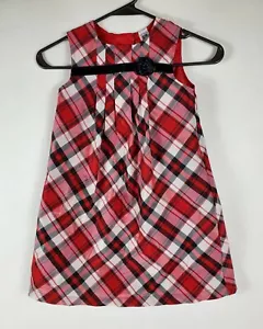 Vestido Carter's Niñas Talla 5 Patrón Cuadros con Forro Rojo Sin Mangas Lazo Limpio - Imagen 1 de 6
