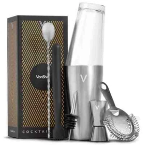 VonShef Stainless Steel 6pc Boston Cocktail Set - Picture 1 of 5