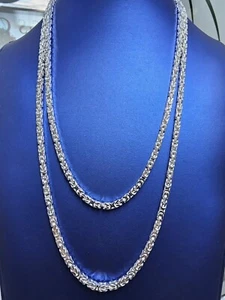 22" or 26" 4mm Byzantine Silver Chain 23g+ - Picture 1 of 4
