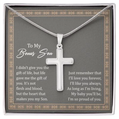 Collar Cruz To My Bonus Son, Regalo Inspirador para Stepson, Único Adulto Foto 1 de 4