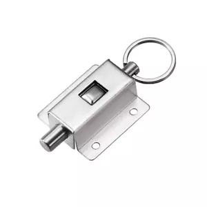Door Barrel Bolt Stainless Steel Ring-Pull Spring Loaded Automatic Sliding Latch - Picture 1 of 4
