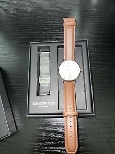 Kenneth Cole Men's Watch Genuine Diamond With Leather Band and Metal Milanese