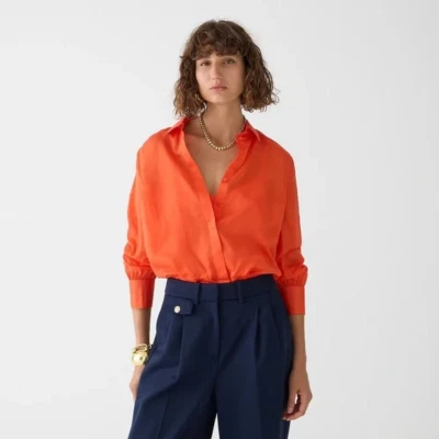 J.Crew NWT Button Up Shirt in Sheer Organza with Camisole Size 00 XS Top Orange - Image 1 of 4