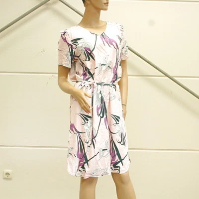 KAFFE Kleid florale Muster und Bindegürtel rosa bunt Gr. 34 Impressionen - Bild 1 von 4