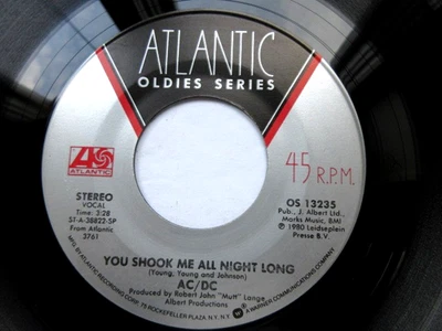 AC/DC ACDC  - YOU SHOOOK ME ALL NIGHT LONG / BACK IN BLACK  - NM 45 RPM RECORD - Image 1 of 4